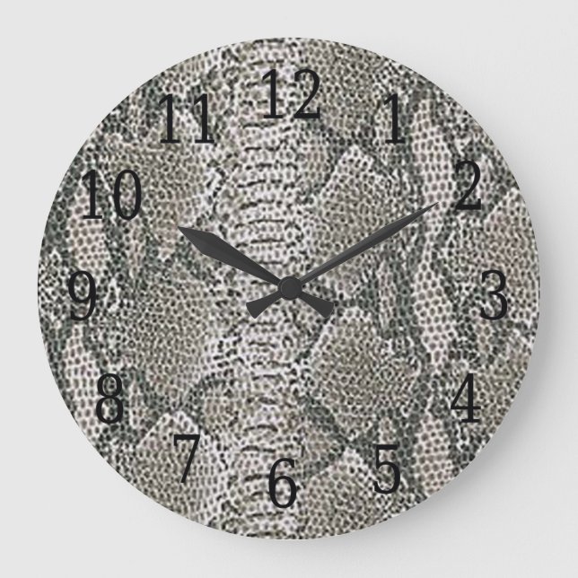 Grande Reloj redondo de la piel de serpiente de plata (Anverso)