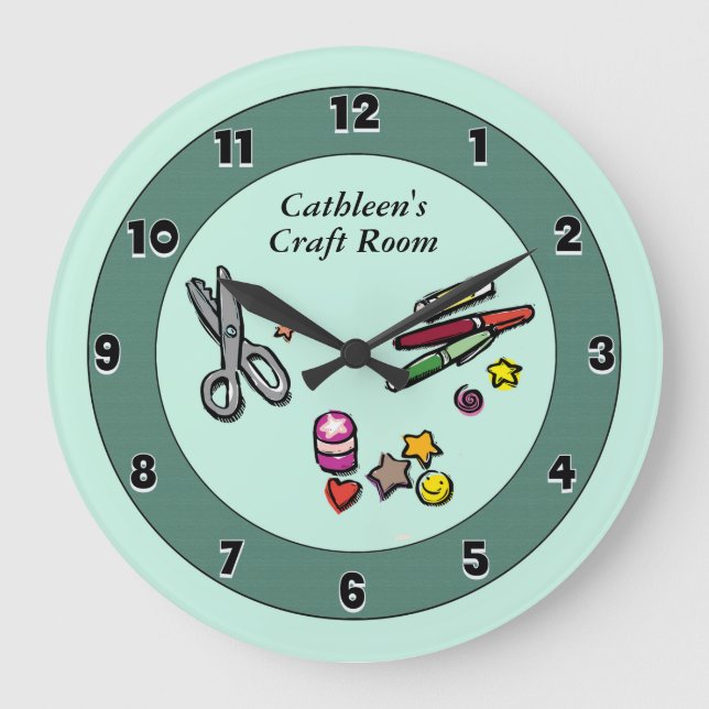 Grande Reloj redondo de la sala de Personalizado verde az (Anverso)
