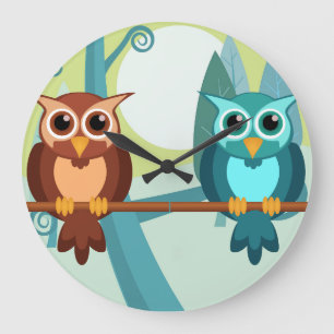 Grande Reloj redondo de los búhos del bosque