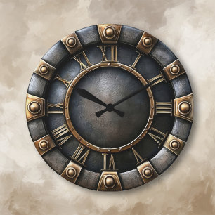 Grande Reloj redondo de oro y piedra