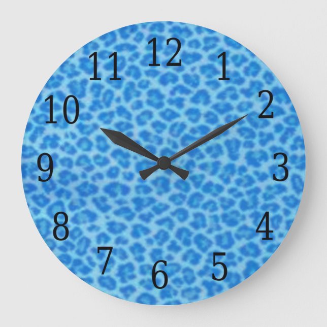 Grande Reloj redondo de piel de leopardo azul (Anverso)