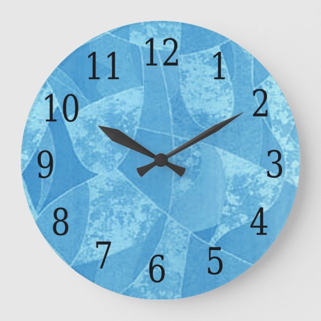 Grande Reloj redondo de vidrio azul de manchas (Anverso)