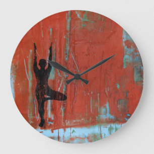 Grande Reloj redondo del chica de la yoga de la actitud
