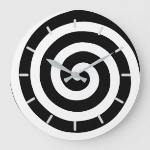 Grande Reloj redondo en espiral concéntrica en blanco y n