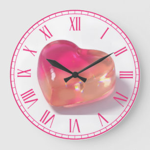 Grande Reloj redondo estético Pink Jelly Heart 3D Gummy Y