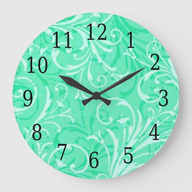Grande Reloj redondo ornamental verde de la menta (Anverso)