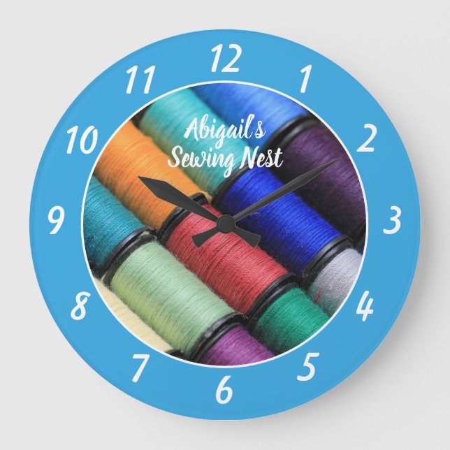Grande Reloj redondo personalizado de la sala de coser co (Anverso)