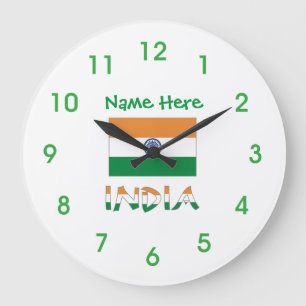 Grande Reloj redondo verde personalizado con bandera de l