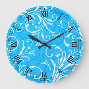 Grande Reloj romano azul ornamental redondo