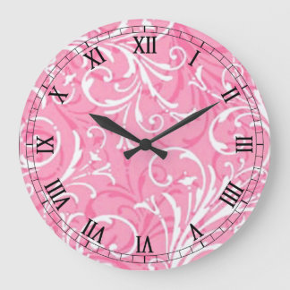 Grande Reloj romano redondo ornamento rosa