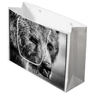 Grande Retrato de oso pardo gran bolsa de regalo