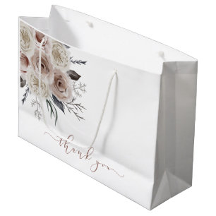 Grande Rubor Watercolor Floral Gracias Bolsa De Regalo