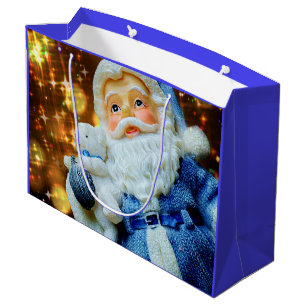 Grande Santa Claus con bolsa de regalo de oro