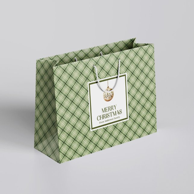 Grande Simple Chic Navidad Bolsa de Regalo Suaves Pastele (Simple Chic Christmas Gift Bag Soft Pastel Minimal)