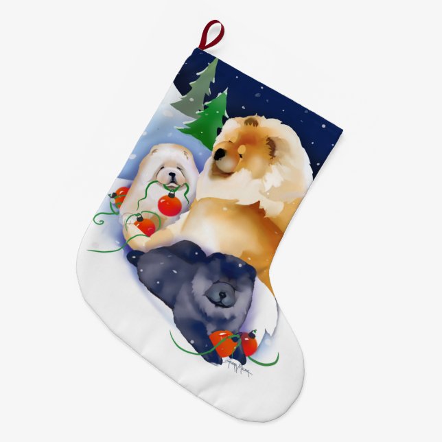 Grande SNOWBABIES Chow 2020 calcetín navideño (Frente (Colgado))