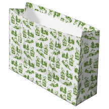 Snowley Navidades Toile | Bolsa verde de regalo pe
