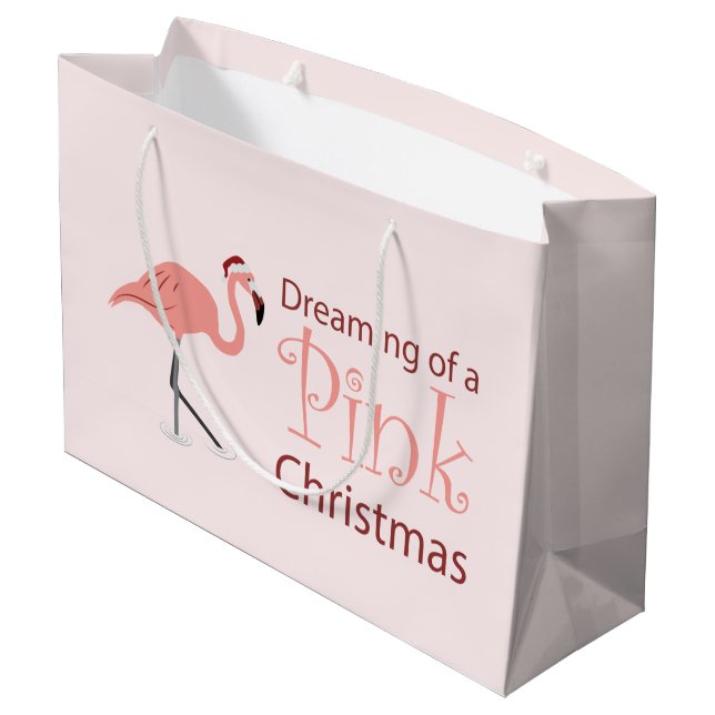 Grande Soñando con un Navidad rosado - Bolsa de regalo gr (Angulo reverso)