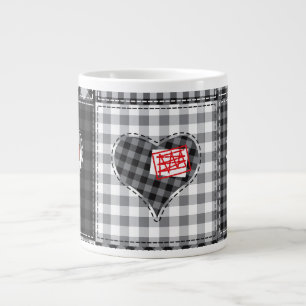 Grande Taza de café con parches de colcha de corazón