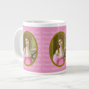 Grande Taza de café jumbo de 20 oz. Santa Águeda rosa (M