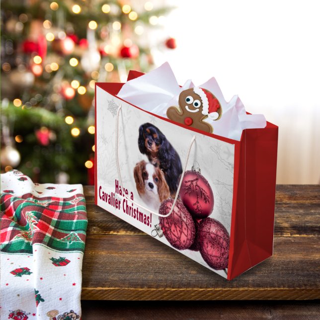 Grande ¡Tenga una Navidad Cavalier! Bolsa de regalo CKCS (Subido por el creador)