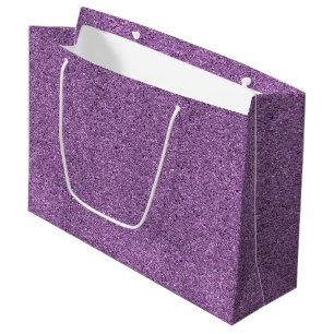 Grande Una bolsa de regalo de purpurina morada con un asa
