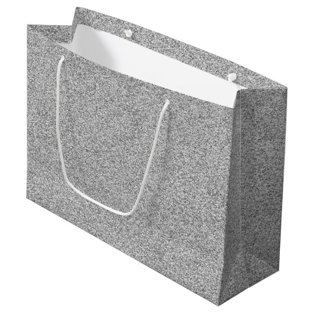 Grande Una bolsa de regalo gris con asas blancas (Angulo Anverso)