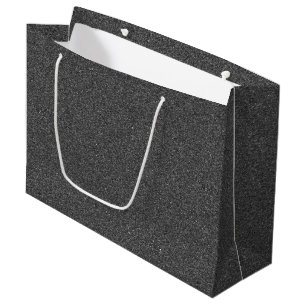 Grande Una bolsa de regalo gris con asas de cuerda blanca