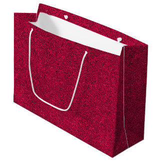Grande Una bolsa de regalo roja con brillo y asas blancas