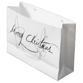 Grande "White Merry Christmas: Bolsa de regalo de Navidad