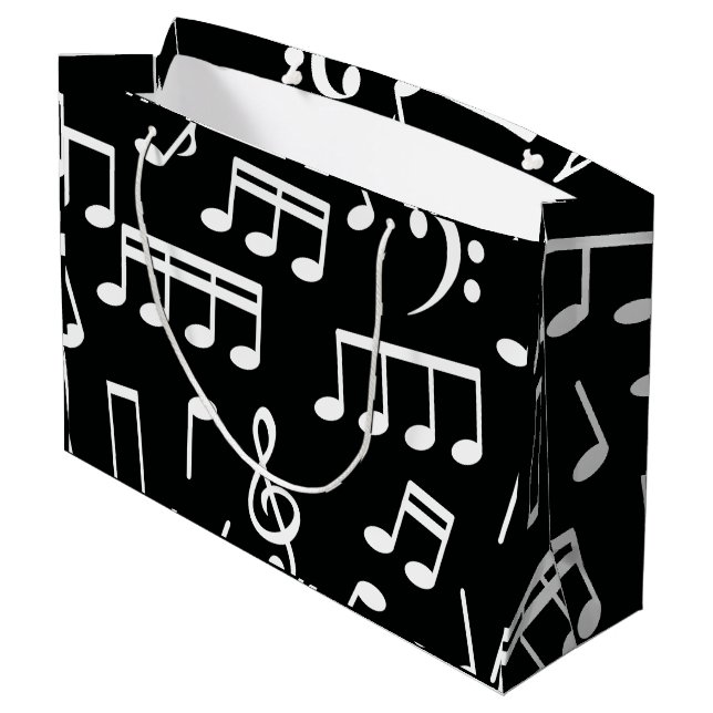 Grande White Music Notes escribe sobre la bolsa de regalo (Angulo reverso)