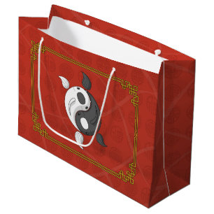 Grande Yin y Yang la bolsa de regalo de Koi