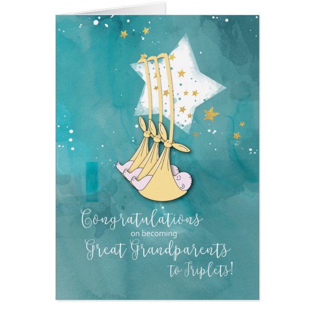 Grandes abuelos a trillizos, felicitaciones (Frente)