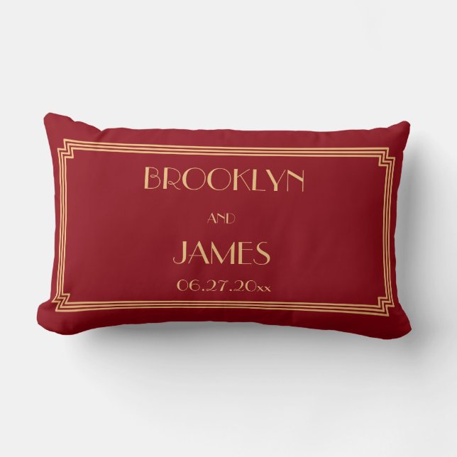 Grandes almohadas de Boda Lumbar Rojo Art Deco Gat (Anverso)