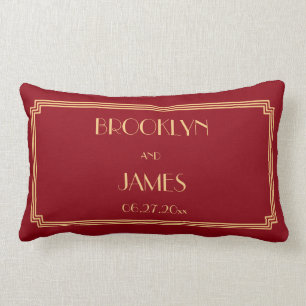 Grandes almohadas de Boda Lumbar Rojo Art Deco Gat
