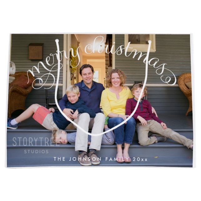 Grandes bolsas de regalo navideño de fotos merry (Anverso)