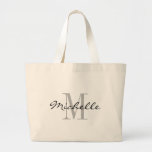 Grandes bolsas jumbo con toallita de monograma en<br><div class="desc">Grandes bolsas jumbo de tote con nombres en blanco y negro. Glamorosos totes extra grandes para libros, compras de comestibles y más. Elegante diseño de logo con hermosas iniciales de letras monogramadas. Cuta idea de regalo personalizada para novias, chicas de flores, criadas de honor y damas de honor en la...</div>