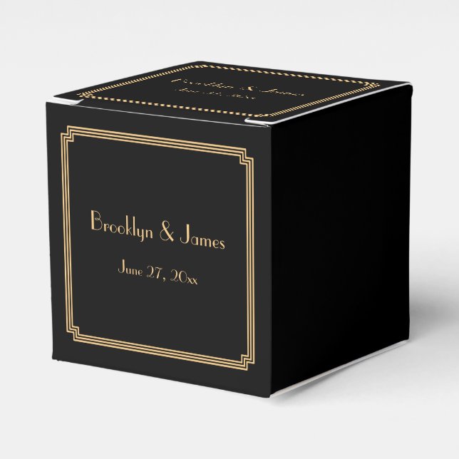 Grandes cajas de favores de matrimonio negro en el (Costado Anverso)