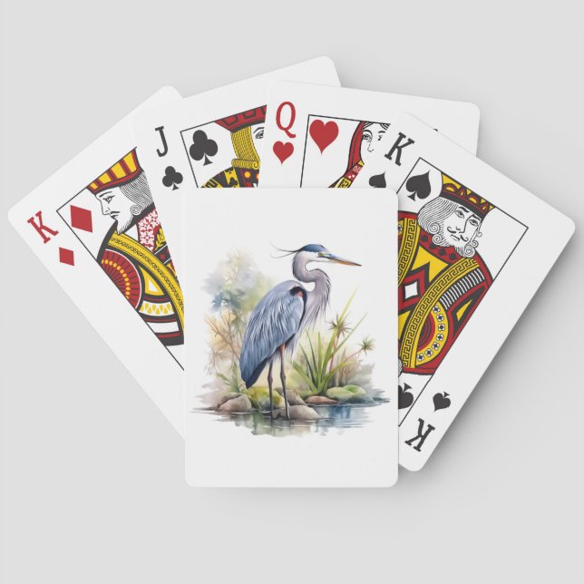 Grandes cartas de juego de la garza azul (Reverso)