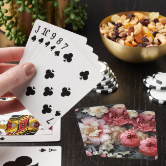 grandes cartas de juego florales de póquer,