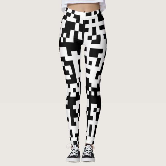 Grandes códigos QR Funky Squares leggings me dicen (Anverso)