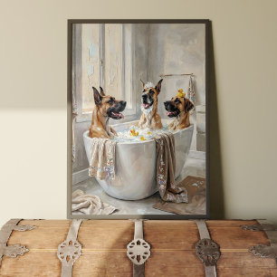 Grandes Daneses Póster de Arte de Baño de Perros I