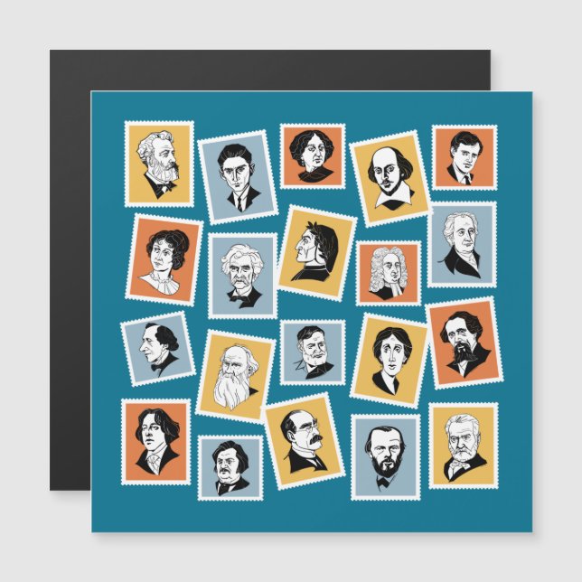 Grandes escritores, poetas y dramaturgos en sellos (Anverso/Reverso)