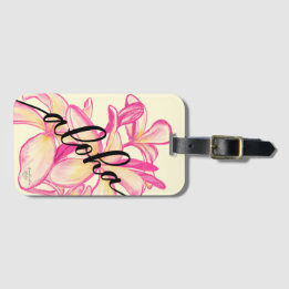Grandes Etiquetas de Bolsa Plumeria Aloha Hawaii