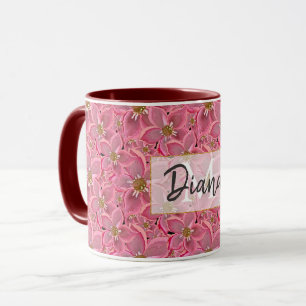 Grandes flores rosas. taza de café de dos tonos