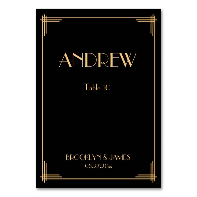Grandes Gatsby Negro Art Deco Bodas Tarjetas de me (Anverso)