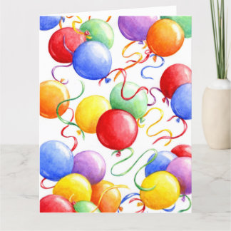 Grandes globos coloridos de tarjetas de cumpleaños