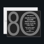 Grandes invitaciones para fiestas de cumpleaños 8-<br><div class="desc">Invitación de cumpleaños 80 en negro y gris moderno de Guay,  incluye números grandes de ocho y cero,  con el texto de su fiesta personalizado dentro del cero. ¡Inviten a amigos y familiares a su monumental fiesta!</div>