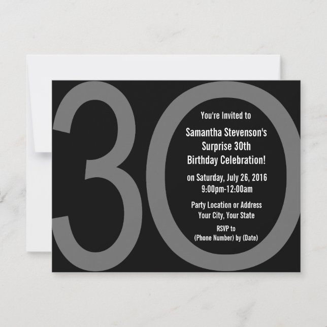 Grandes invitaciones para fiestas de cumpleaños de (Anverso)