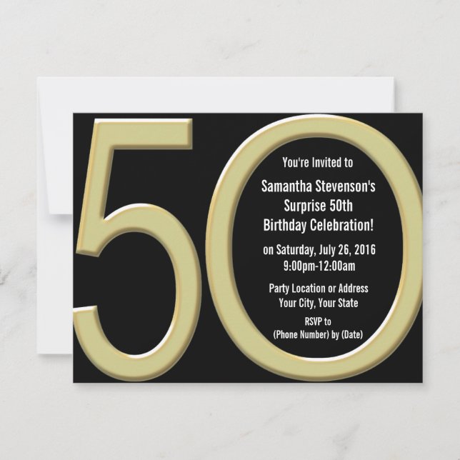 Grandes invitaciones para la Fiesta de Oro 5-0 (Anverso)