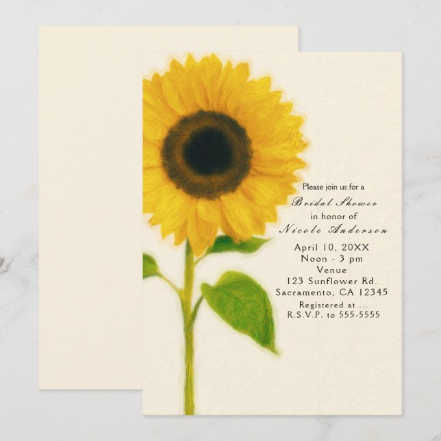 Grandes Invitaciones Rústicas de Campo de Girasole (Anverso / Reverso)
